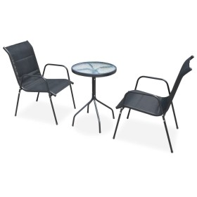 Garten-Bistrotisch und Stühle 3 Stück aus schwarzem Stahl von vidaXL, Gartensets - Ref: Foro24-43315, Preis: 117,99 €, Rabatt: %