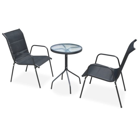 Garten-Bistrotisch und Stühle 3 Stück aus schwarzem Stahl von vidaXL, Gartensets - Ref: Foro24-43315, Preis: 116,92 €, Rabatt: %