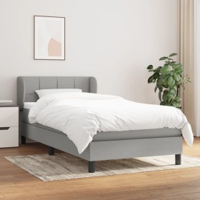 Box spring bed with light gray fabric mattress 90x200 cm by , Beds and slatted bases - Ref: Foro24-3126213, Price: 308,36 €, ...