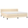 Cama box spring con colchón tela color crema 200x200 cm de , Camas y somieres - Ref: Foro24-3126354, Precio: 636,92 €, Descue...