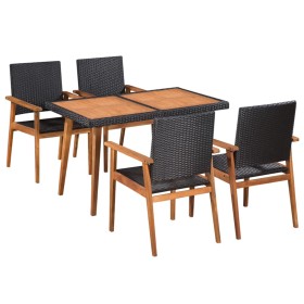 Garden dining set 5 pieces black and brown synthetic rattan by vidaXL, Garden sets - Ref: Foro24-44075, Price: 385,18 €, Disc...