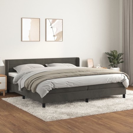 Box spring bed with dark gray velvet mattress 200x200 cm by , Beds and slatted bases - Ref: Foro24-3131040, Price: 612,30 €, ...