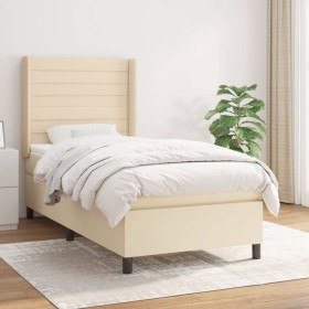 Cama box spring con colchón tela color crema 100x200 cm de , Camas y somieres - Ref: Foro24-3131494, Precio: 399,76 €, Descue...