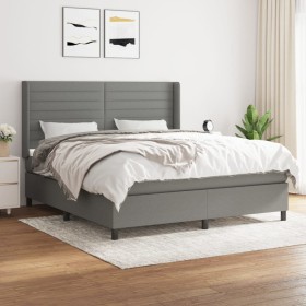 Box spring bed with dark gray fabric mattress 180x200 cm by , Beds and slatted bases - Ref: Foro24-3131530, Price: 595,10 €, ...