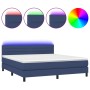 Cama box spring colchón y luces LED tela azul 180x200 cm de , Camas y somieres - Ref: Foro24-3133259, Precio: 502,99 €, Descu...