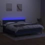 Box spring bed mattress and LED lights blue fabric 180x200 cm by , Beds and slatted bases - Ref: Foro24-3133259, Price: 502,9...