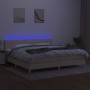 Box spring bed with mattress and LED cream fabric 200x200 cm by , Beds and slatted bases - Ref: Foro24-3133826, Price: 591,81...