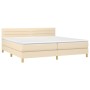 Cama box spring con colchón y LED tela crema 200x200 cm de , Camas y somieres - Ref: Foro24-3133826, Precio: 611,30 €, Descue...