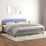 Box spring bed with mattress and LED light gray velvet 200x200 cm by , Beds and slatted bases - Ref: Foro24-3134483, Price: 5...