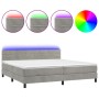 Cama box spring colchón y LED terciopelo gris claro 200x200 cm de , Camas y somieres - Ref: Foro24-3134483, Precio: 594,98 €,...