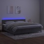 Box spring bed with mattress and LED light gray velvet 200x200 cm by , Beds and slatted bases - Ref: Foro24-3134483, Price: 5...