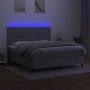 Box spring bed mattress and LED lights light gray fabric 180x200 cm by , Beds and slatted bases - Ref: Foro24-3134973, Price:...