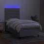 Box spring bed mattress and LED lights light gray fabric 90x200 cm by , Beds and slatted bases - Ref: Foro24-3134925, Price: ...