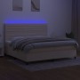 Boxspringbettmatratze und LED-Leuchten aus cremefarbenem Stoff 200x200 cm von , Betten und Lattenroste - Ref: Foro24-3134986,...