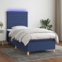 Box spring bed mattress and LED lights blue fabric 90x200 cm by , Beds and slatted bases - Ref: Foro24-3135491, Price: 373,08...