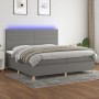 Box spring bed mattress and LED lights light gray fabric 200x200 cm by , Beds and slatted bases - Ref: Foro24-3135542, Price:...