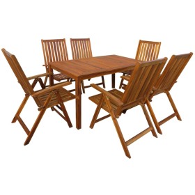 Set de comedor de jardín 7 piezas madera maciza de acacia de vidaXL, Conjuntos de jardín - Ref: Foro24-42611, Precio: 505,99 ...