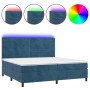 Cama box spring colchón y LED terciopelo azul oscuro 200x200 cm de , Camas y somieres - Ref: Foro24-3136207, Precio: 695,42 €...