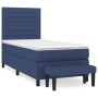 Box spring bed with blue fabric mattress 90x200 cm by , Beds and slatted bases - Ref: Foro24-3136651, Price: 369,29 €, Discou...