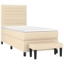 Cama box spring con colchón tela color crema 100x200 cm de , Camas y somieres - Ref: Foro24-3136658, Precio: 423,66 €, Descue...