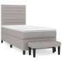 Box spring bed with light gray fabric mattress 90x200 cm by , Beds and slatted bases - Ref: Foro24-3136645, Price: 352,99 €, ...