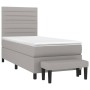 Box spring bed with light gray fabric mattress 90x200 cm by , Beds and slatted bases - Ref: Foro24-3136645, Price: 352,99 €, ...