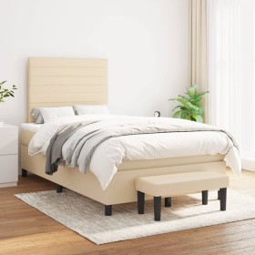 Cama box spring con colchón tela color crema 120x200 cm de , Camas y somieres - Ref: Foro24-3136666, Precio: 466,99 €, Descue...