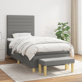 Cama box spring con colchón tela gris oscuro 90x190 cm de , Camas y somieres - Ref: Foro24-3137198, Precio: 345,99 €, Descuen...