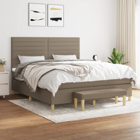 Box spring bed with taupe gray fabric mattress 180x200 cm by , Beds and slatted bases - Ref: Foro24-3137257, Price: 680,99 €,...