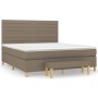 Box spring bed with taupe gray fabric mattress 180x200 cm by , Beds and slatted bases - Ref: Foro24-3137257, Price: 680,99 €,...