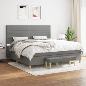 Cama box spring con colchón tela gris oscuro 200x200 cm de , Camas y somieres - Ref: Foro24-3137262, Precio: 618,08 €, Descue...