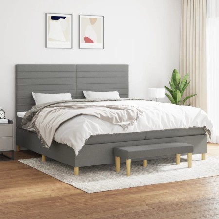 Box spring bed with dark gray fabric mattress 200x200 cm by , Beds and slatted bases - Ref: Foro24-3137262, Price: 699,33 €, ...