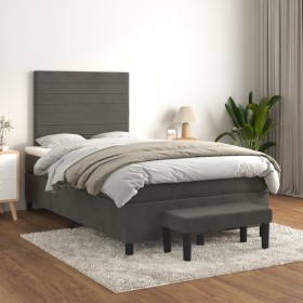 Box spring bed with dark gray velvet mattress 120x200 cm by , Beds and slatted bases - Ref: Foro24-3137894, Price: 452,60 €, ...