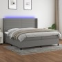 Box spring bed mattress and LED lights light gray fabric 200x200 cm by , Beds and slatted bases - Ref: Foro24-3138422, Price:...