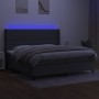 Box spring bed mattress and LED lights light gray fabric 200x200 cm by , Beds and slatted bases - Ref: Foro24-3138422, Price:...