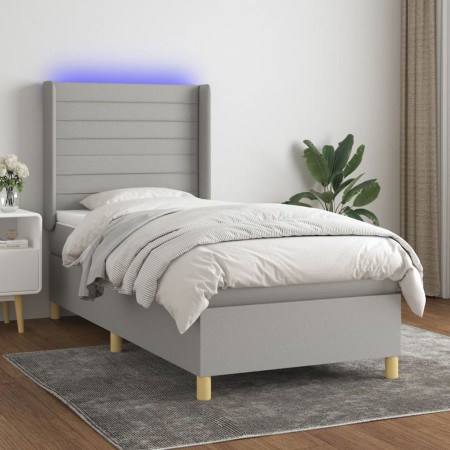 Cama box spring colchón y luces LED tela gris claro 90x200 cm de , Camas y somieres - Ref: Foro24-3138925, Precio: 367,86 €, ...