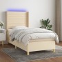 Box spring bed mattress and LED lights cream fabric 100x200 cm by , Beds and slatted bases - Ref: Foro24-3138938, Price: 407,...