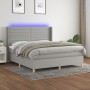 Cama box spring colchón y luces LED tela gris claro 180x200 cm de , Camas y somieres - Ref: Foro24-3138973, Precio: 631,28 €,...