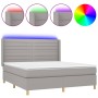 Cama box spring colchón y luces LED tela gris claro 180x200 cm de , Camas y somieres - Ref: Foro24-3138973, Precio: 631,28 €,...