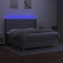 Box spring bed mattress and LED lights light gray fabric 180x200 cm by , Beds and slatted bases - Ref: Foro24-3138973, Price:...