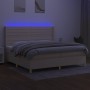 Cama box spring colchón y luces LED tela crema 200x200 cm de , Camas y somieres - Ref: Foro24-3138986, Precio: 710,22 €, Desc...