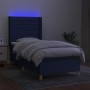 Box spring bed mattress and LED lights blue fabric 90x200 cm by , Beds and slatted bases - Ref: Foro24-3138931, Price: 383,75...