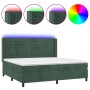 Box spring bed with mattress and LED dark green velvet 200x200cm by , Beds and slatted bases - Ref: Foro24-3139646, Price: 73...