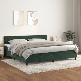 Cama box spring con colchón terciopelo verde oscuro 200x200 cm de , Camas y somieres - Ref: Foro24-3141386, Precio: 573,56 €,...