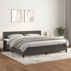 Box spring bed with dark gray velvet mattress 200x200 cm by , Beds and slatted bases - Ref: Foro24-3141384, Price: 585,24 €, ...