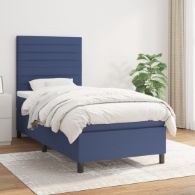 Box spring bed with blue fabric mattress 90x190 cm by , Beds and slatted bases - Ref: Foro24-3141823, Price: 349,82 €, Discou...