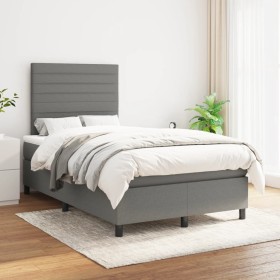 Box spring bed with dark gray fabric mattress 120x200 cm by , Beds and slatted bases - Ref: Foro24-3141842, Price: 411,99 €, ...