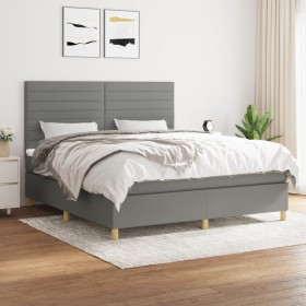 Box spring bed with dark gray fabric mattress 180x200 cm by , Beds and slatted bases - Ref: Foro24-3142434, Price: 610,99 €, ...