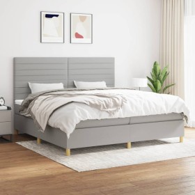 Cama box spring con colchón tela gris claro 200x200 cm de , Camas y somieres - Ref: Foro24-3142441, Precio: 612,42 €, Descuen...