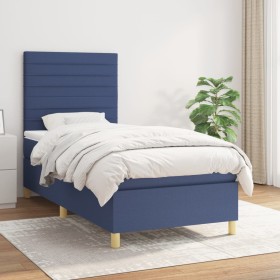 Box spring bed with blue fabric mattress 90x200 cm by , Beds and slatted bases - Ref: Foro24-3142391, Price: 316,99 €, Discou...